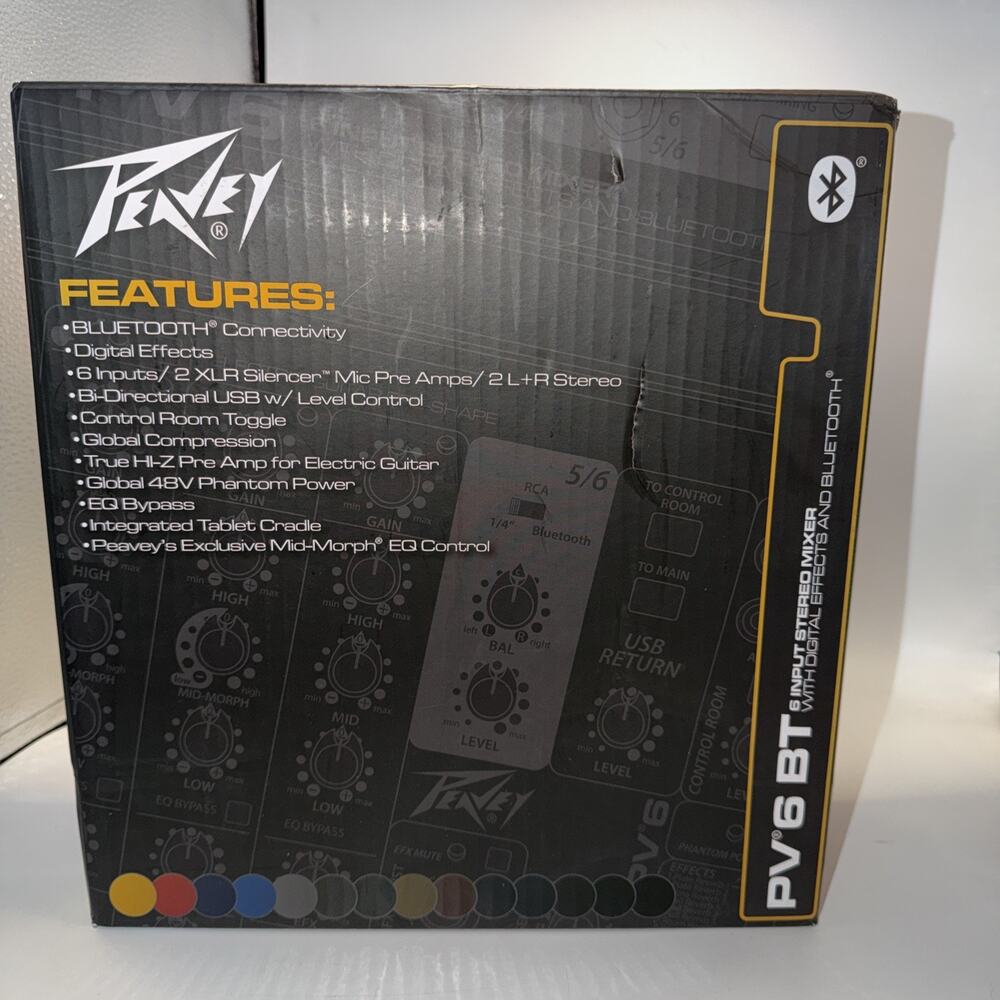 Peavey PV 6BT 6-Channel Compact Mixer with Bluetooth Open Box